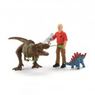 Schleich Dinosaurs Tyrannosaurus Rex angrep - sett med 2 dinosaurer, figur og tilbehør thumbnail