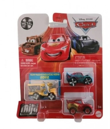 Disney Cars Mini Racers die cast 3 pk - minibiler i metall - Miss Fritter, Rusteze Racing Lynet McQueen og Fishtail