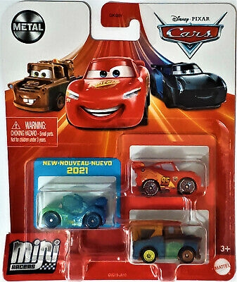 Disney Cars Mini Racers Die Cast 3 pk - minibiler i metall - Carla Veloso, Lynet McQeen med racing-hjul og Bill