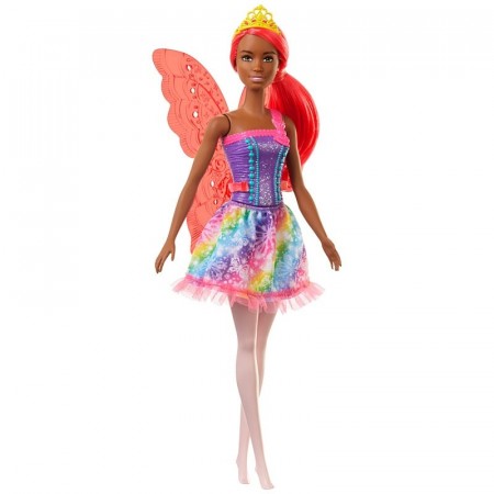 Barbie Dreamtopia Fairy Doll - mørk rosa med gul tiara