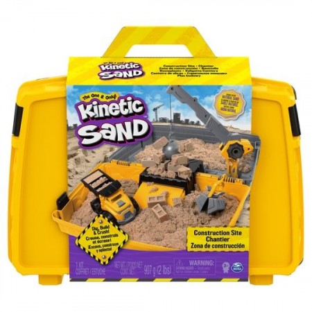 Kinetic Sand Construction Site Sandbox - Sett med krane og kjøretøy