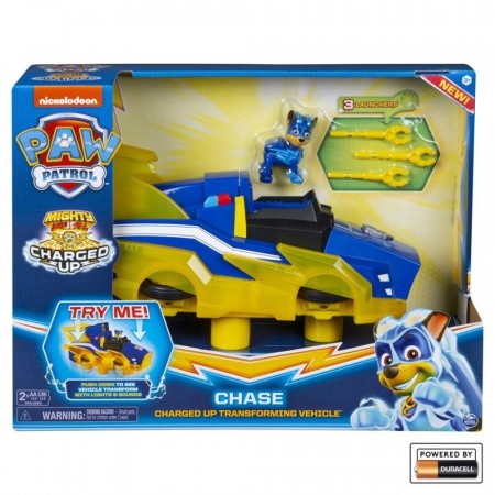 Paw Patrol Mighty Pups Chases Charged up Transforming Vehicle med Chase-figur