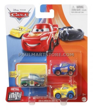 Disney Cars Mini Racers die cast 3 pk - minibiler i metall - Ramone, Dinoco Cruz Ramires og Fabulous Lynet McQueen