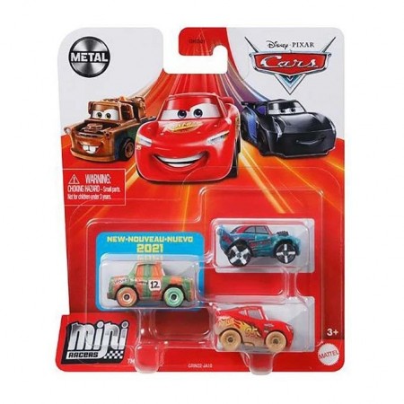 Disney Cars Mini Racers die cast 3 pk - minibiler i metall - Muddy Lynet McQueen, Fishtail og High Impact