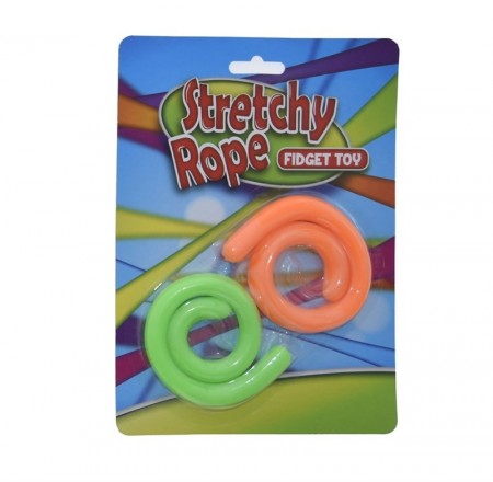 Fidget Toy  Stretchy Ropes - 2 strekkbare tau - Grønn og Oransje