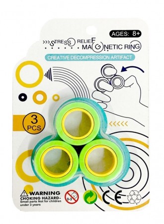 Fidget Toy Magnetiske Ringer 3 stk. assorterte farger