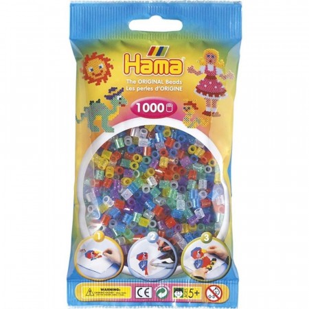 Hama Midi perler transparent Mix 54 med glitter - 1000 perler