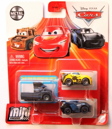 Disney Cars Mini Racers die cast 3 pk - minibiler i metall - Jackson Storm, George New-win og Gale Beaufort