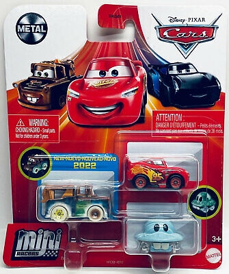 Disney Cars Mini Racers die cast 3 pk - minibiler i metall - UFM Bill, Mator og Lynet McQueen