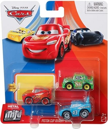 Disney Cars Mini Racers Die Cast 3 pk - minibiler i metall - Lynet McQueen, Strip Weathers aka 