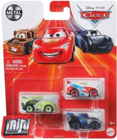 Disney Cars Mini Racers die cast 3 pk - minibiler i metall - Chase Racelott, Paul Conrev og Jackson Storm