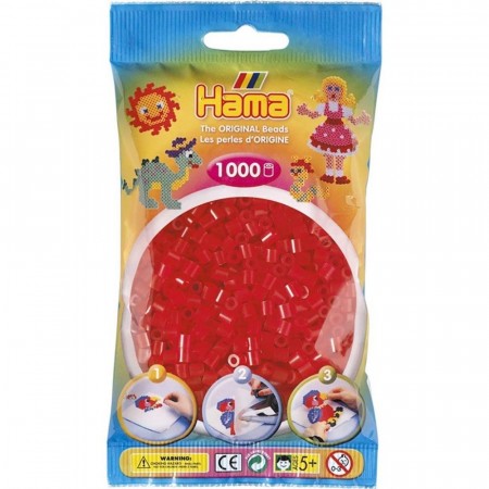 Hama Midi perler transparent rød - 1000 perler
