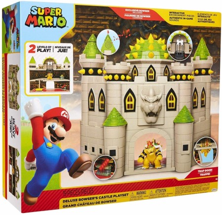 Super Mario Deluxe Bowsers Castle - Lekesett med slott, eksklusiv Bowser-figur og lydfunksjoner