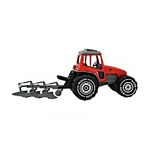 Plasto Traktor med plog rød - 43 cm
