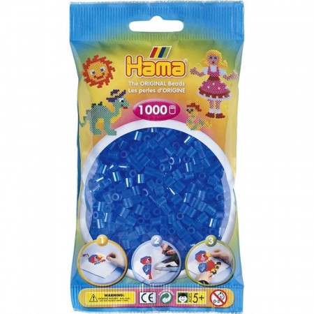 Hama Midi perler transparent blå - 1000 perler
