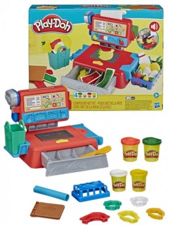 Play-Doh Kasseapparat med 4 bokser leire